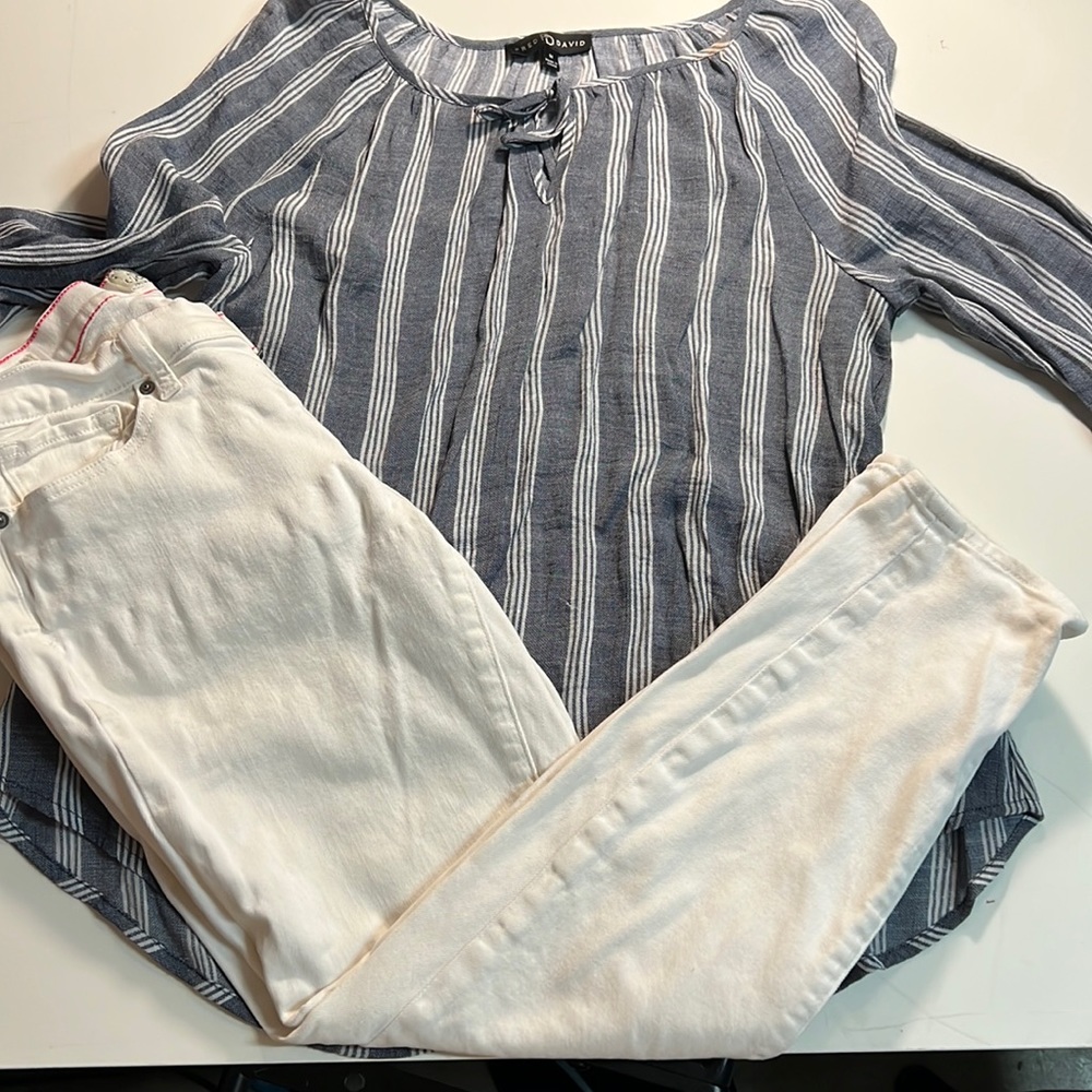 Lucky brand jeans size 1231 shirt Fred Davis medium peasant top